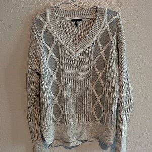Bobi Black Gray Cable Knit Sweater